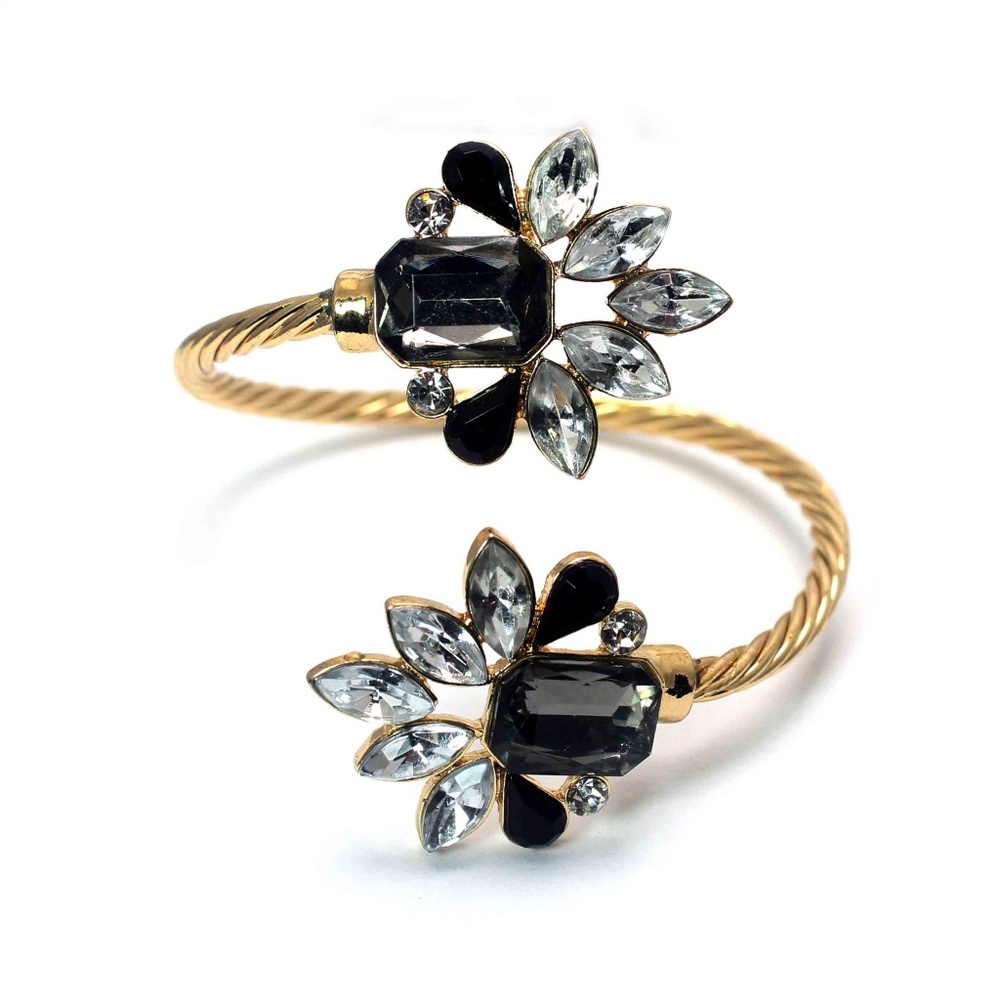 Fashion crystal studs adjustable cuff